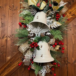 Christmas Bell Swag Vintage Christmas Wreath Elegant Christmas Wreath Front Porch Winter decor Christmas Swag Entryway Christmas Swag
