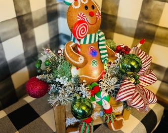 Light-Up Gingerbread Man Centerpiece, Whimsical Christmas Decor
