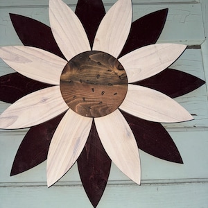 Wooden Flower,  Wall decor, Natural wood finish flower, Farmhouse Flower, Rustic Flower, Mothers Day gift, Front Porch Flower Decor