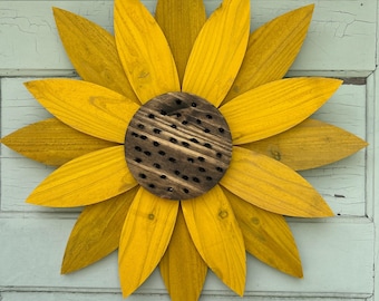 Sunflower Wall Decor, Fall Decor, Fence Art, 24x24, Front Porch Wood Decor, Sunflower outdoor decor, wedding decor, garden decor, gift