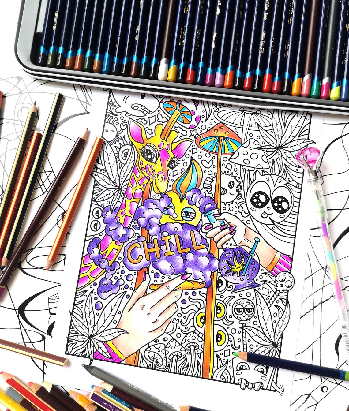 Stoner Coloring Page Adult Coloring Pages Trippy Coloring | Etsy
