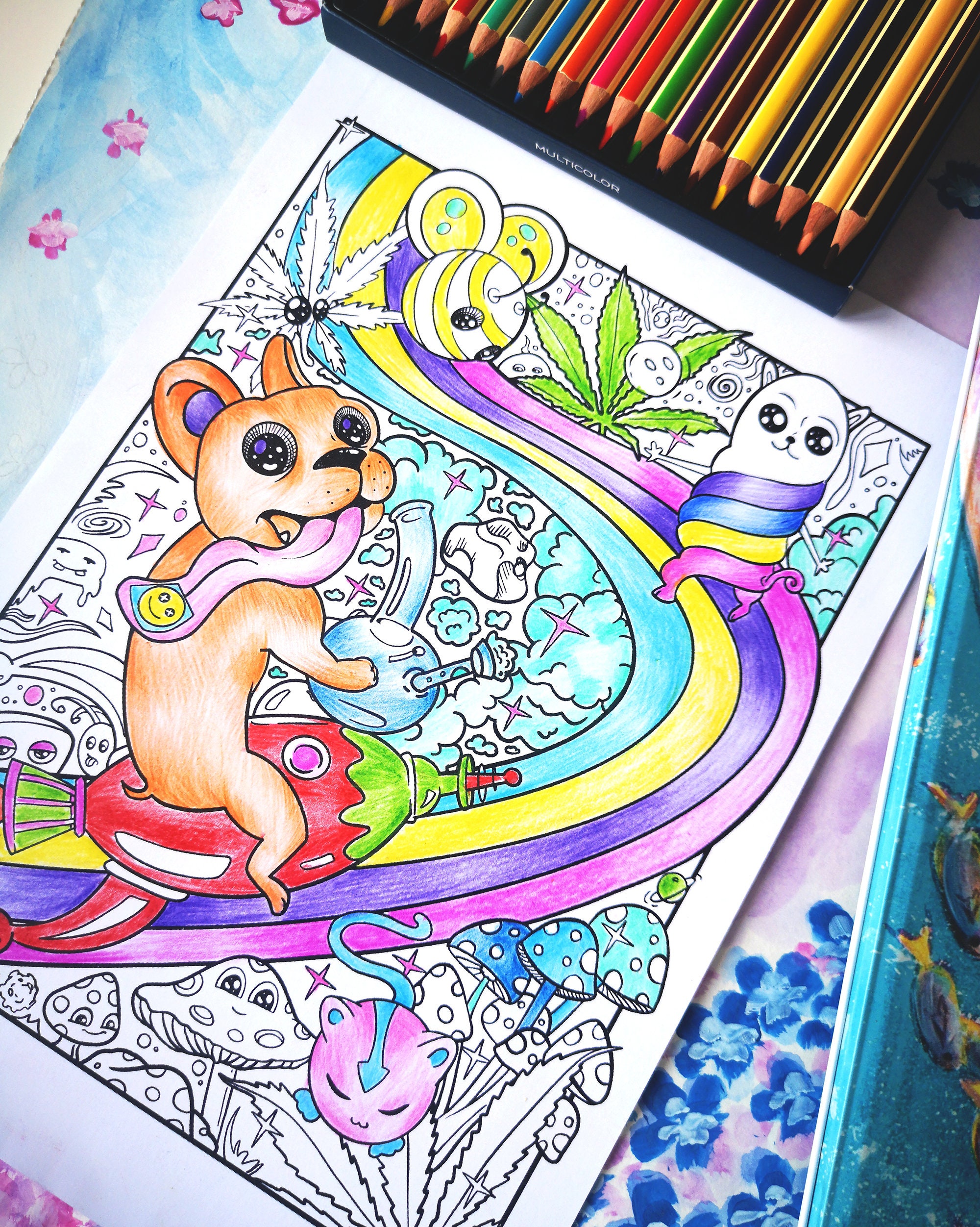 Stoner Coloring Page Adult Coloring Pages Trippy Coloring | Etsy