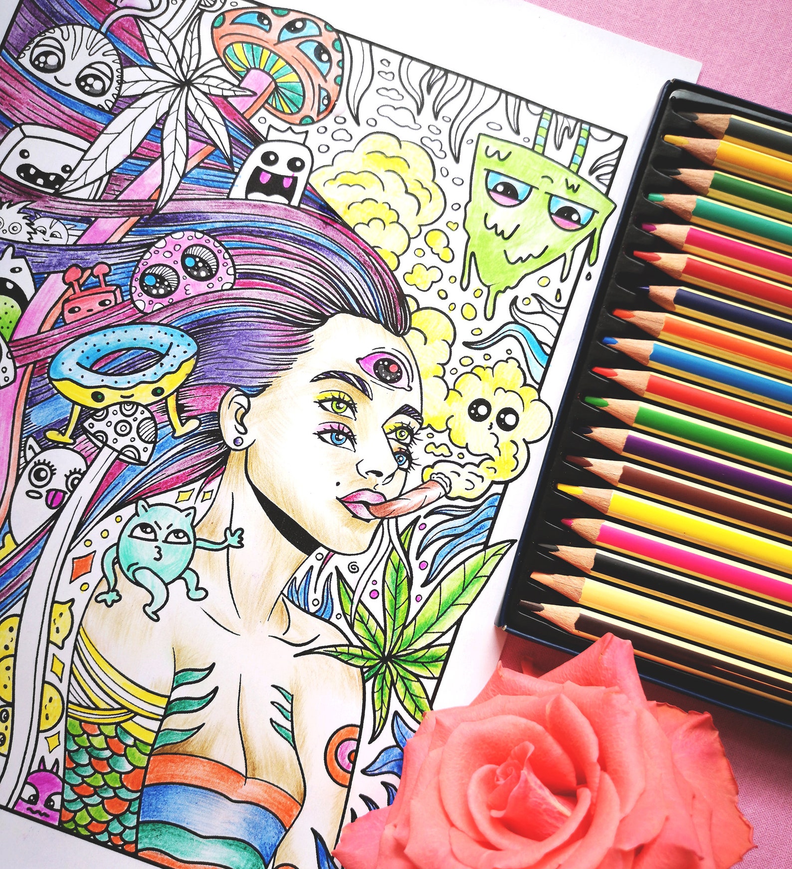 Stoner Coloring Page Adult Coloring Pages Trippy Coloring | Etsy