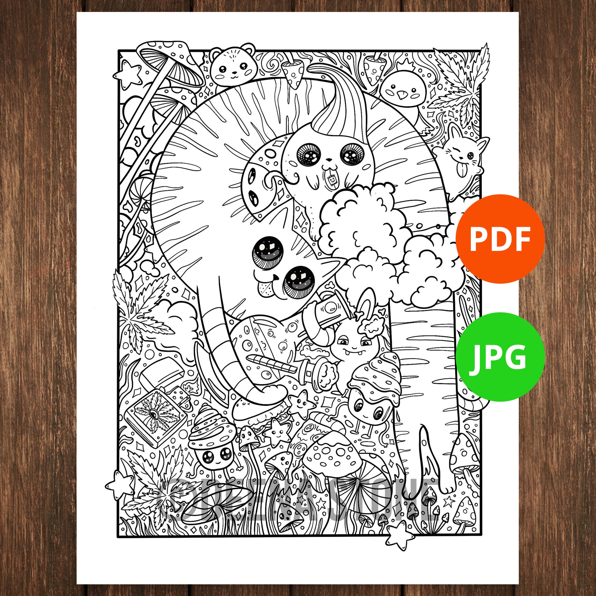 Stoner Coloring Page Adult Coloring Pages Trippy Coloring | Etsy