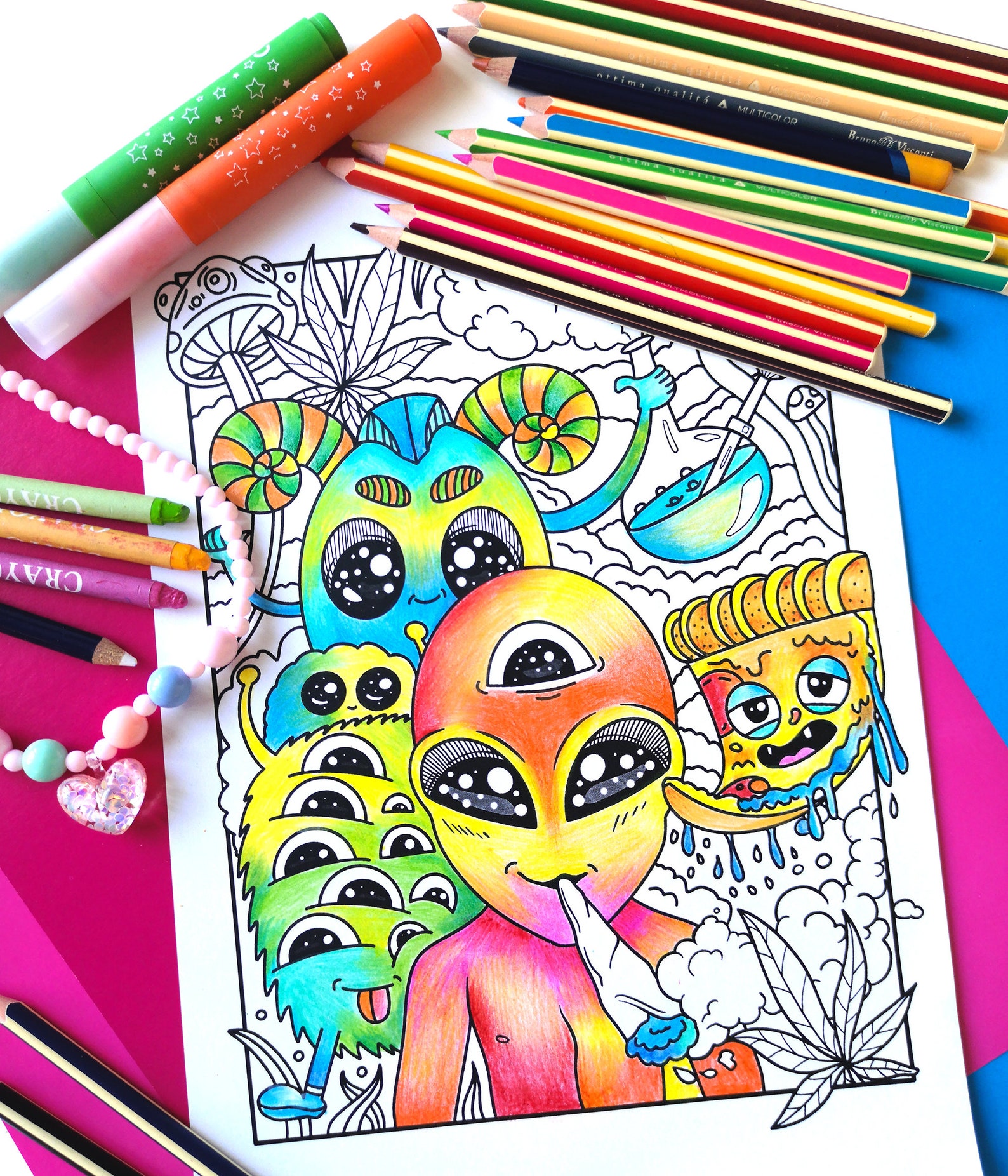 Stoner Coloring Page Adult Coloring Pages Trippy Coloring | Etsy