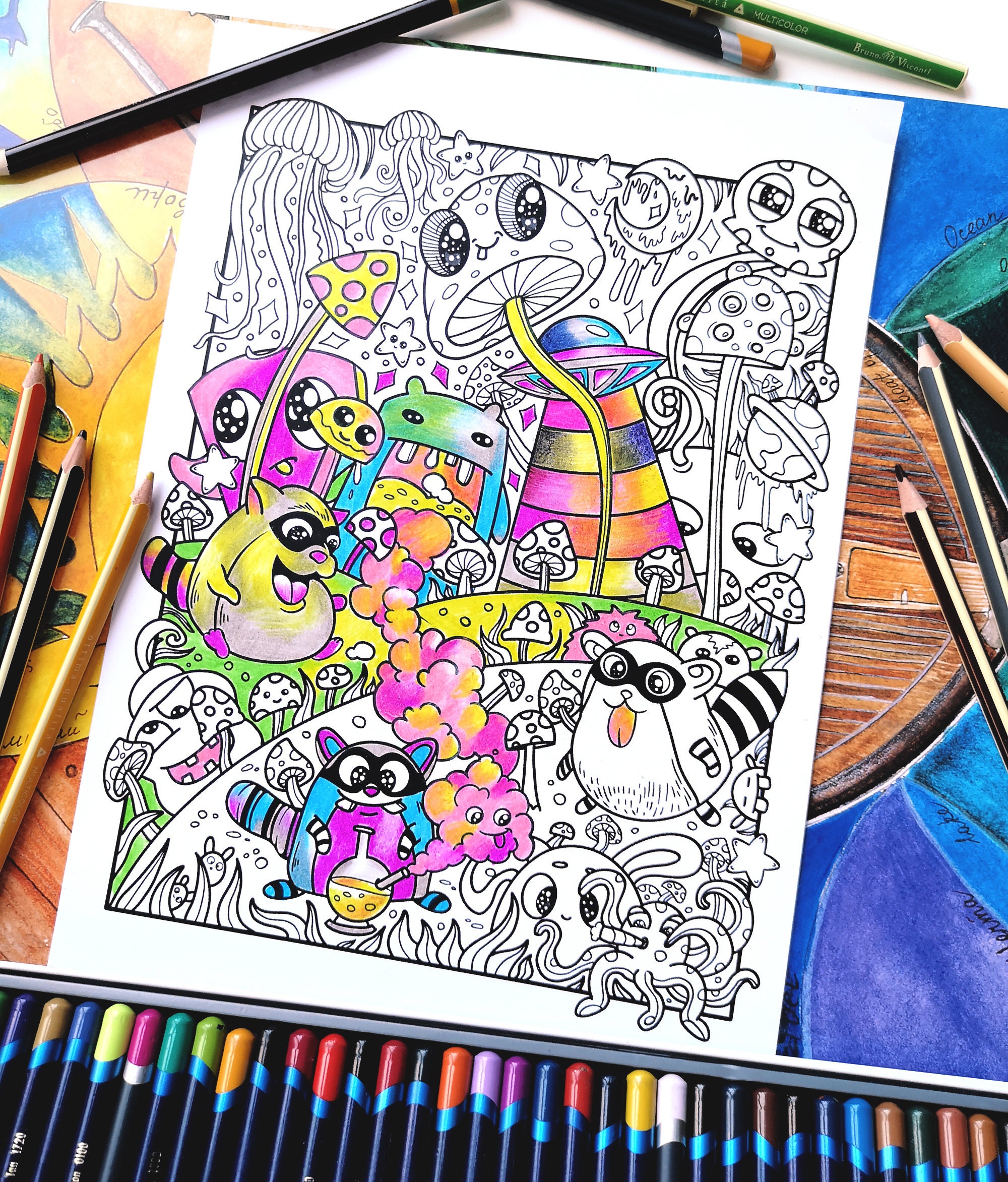 Stoner Coloring Page Adult Coloring Pages Trippy Coloring | Etsy