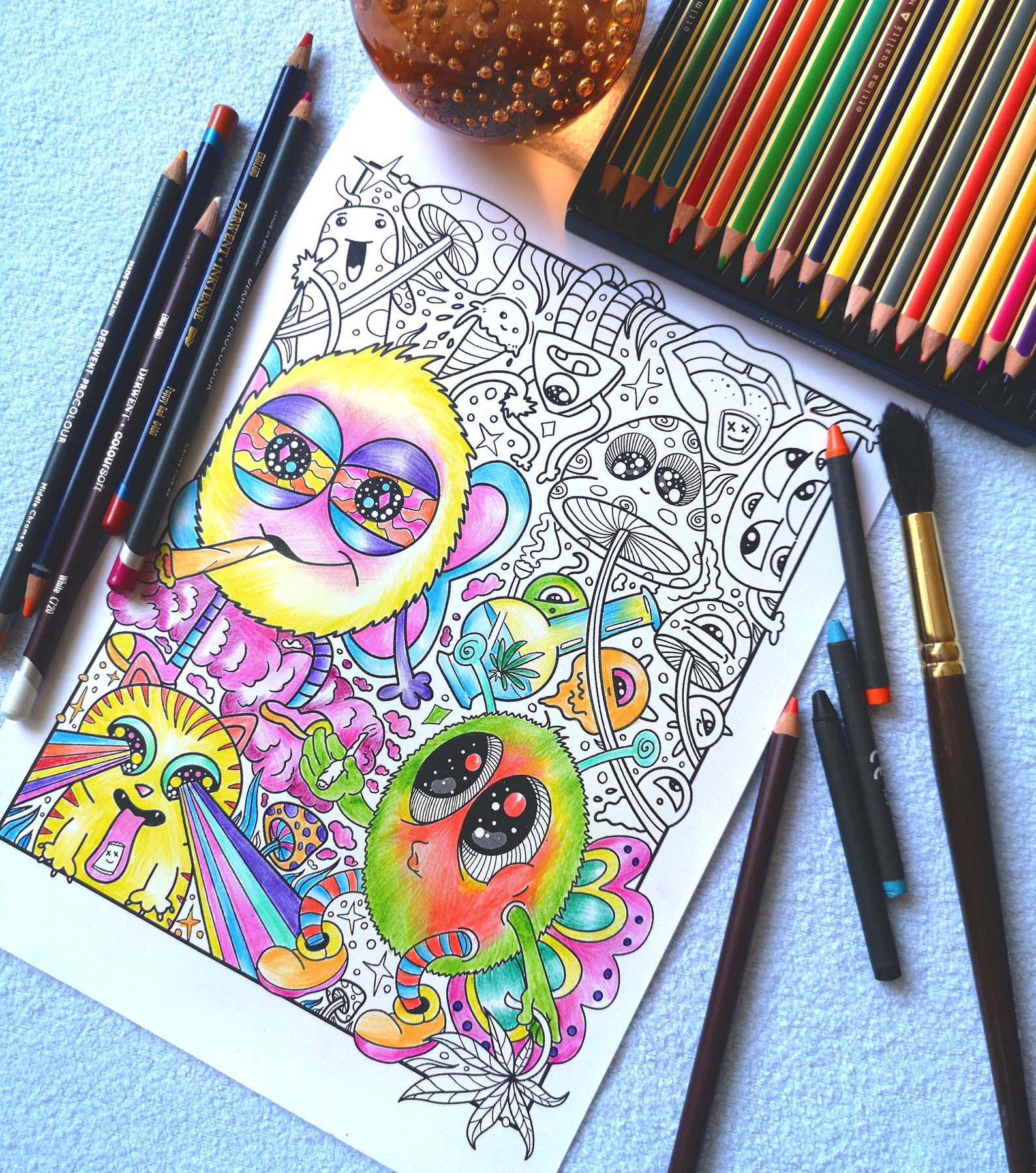 Stoner Coloring Page Adult Coloring Pages Trippy Coloring | Etsy