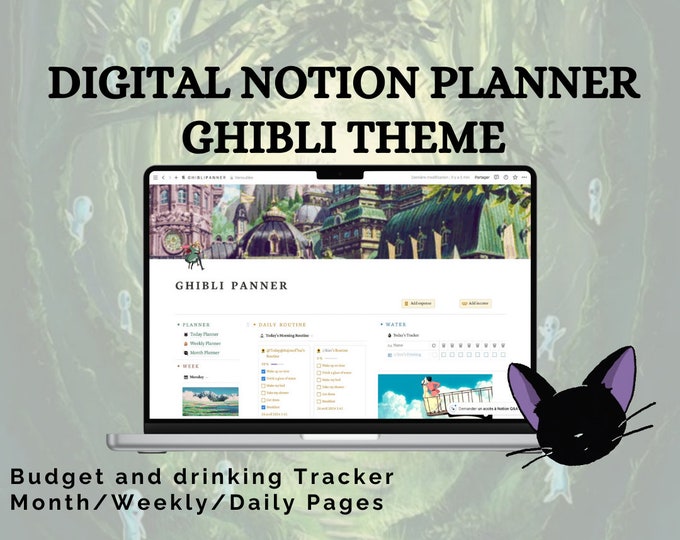 Featured listing image: Template Notion Ghibli Theme - To-Do Lists, Drink Tracker, Budget Tracker, Calendars