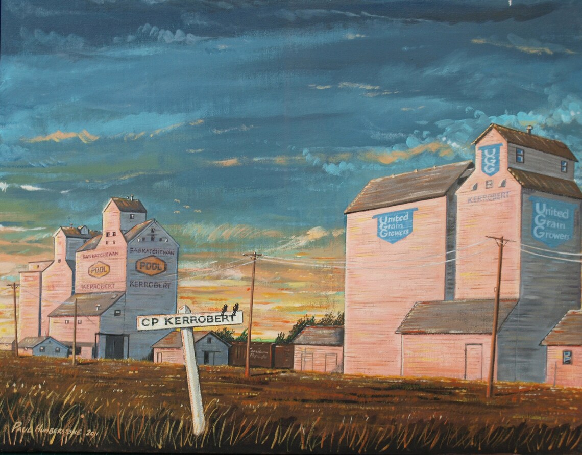 Print From Original Painting of Canadian Grain Elevators Photographed