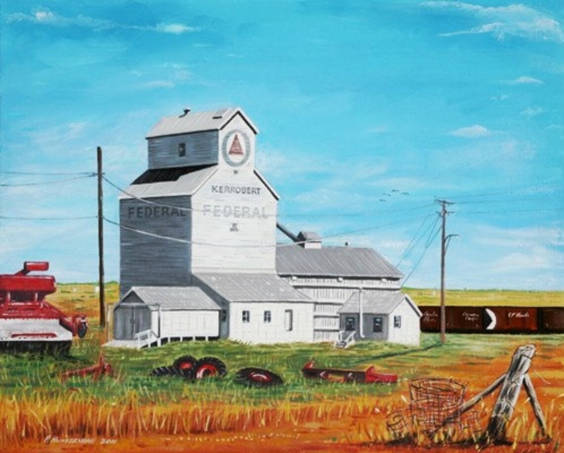Print From Original Painting of Canadian Grain Elevators Photographed