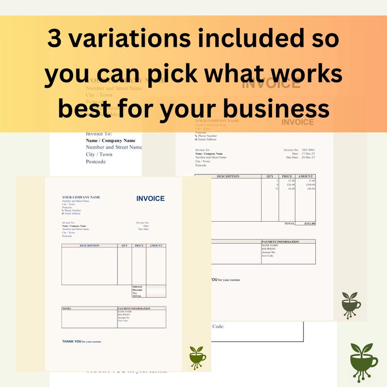 Excel Invoice Template | 3 Editable Simple Invoices | Business Billing ...