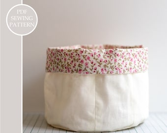 Fabric basket, patchwork organizer, PDF sewing pattern