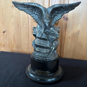 Spelter Eagle Sculpture Statue Bronze Finish on Bakelite base