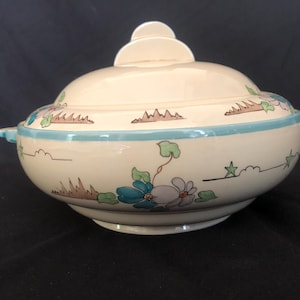 Clarice Cliff Art Deco Wilkinson Keramik Deckelschüssel