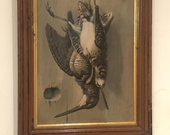 Ende 19Jh Trompe L oeil Studie " Waldschnepfe und Schnepfe "