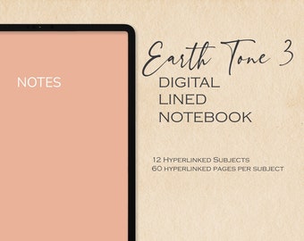 Earthy Digital 12 Subject Notebook | Hyperlinked PDF | Lined Pages | Digital Journal | iPad | Goodnotes | Notability | Modern | Minimalist