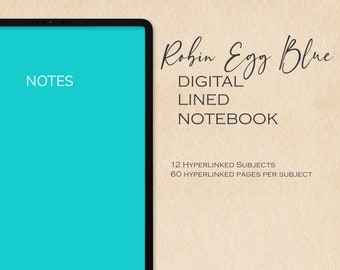 Digital 12 Subject Notebook | Hyperlinked PDF | Lined Pages | Digital Journal | iPad | Goodnotes | Notability | Modern | Minimalist