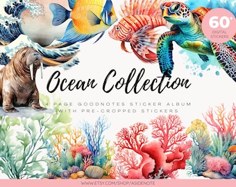 ocean collection goodnotes planificador stickers / notability digital stickers / precropped / png