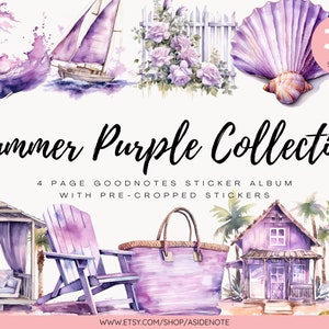 summer purple tropical beach goodnotes planner stickers | notability digital stickers | precropped | png