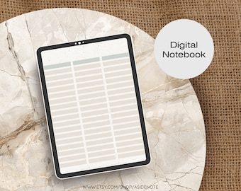 Natural Fiber Look Digital Notebook | Lined Pages | Hyperlinked PDF | Goodnotes | Notability | Modern | Minimalist