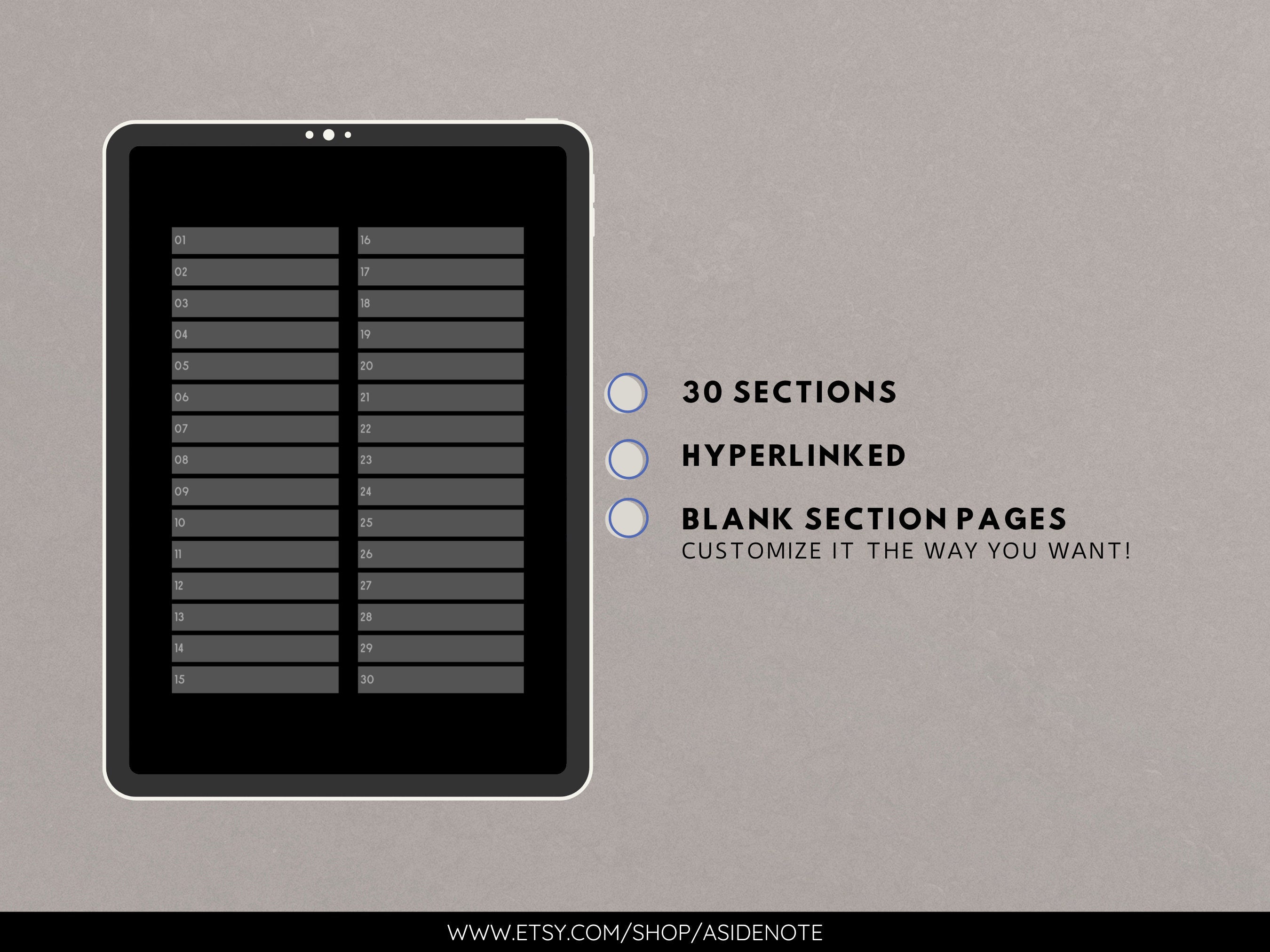 Black Dark Mode Digital 30 Subject Binder | Notebook | Hyperlinked PDF ...