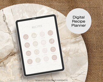 Recipe Digital Planner | Hyperlinked PDF | Goodnotes | Notability | Modern | Minimalist | Cover Options Included