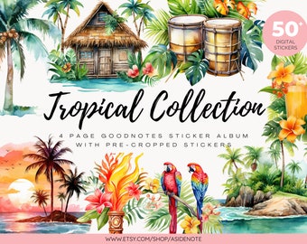 tropical collection goodnotes planner stickers | notability digital stickers | precropped | png