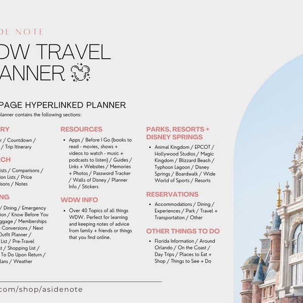 WDW Digital Vacation Travel Planner for GoodNotes  |  Orlando, Florida
