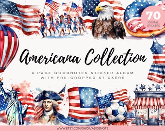 americana patriotic collection goodnotes planner stickers | notability digital stickers | precropped | png | independence day | July 4th USA