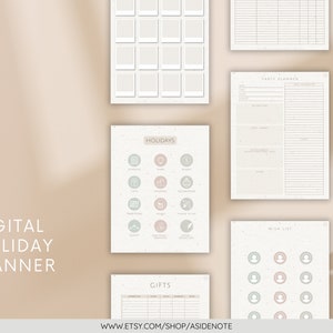 Holiday Digital Planner | Hyperlinked PDF | Goodnotes | Notability | Modern | Minimalist | Party Planner | Christmas