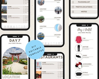 Mobile 14 Day Itinerary Travel Planner Template, Editable Canva Template, Digital Travel Guide, Trip Organizer