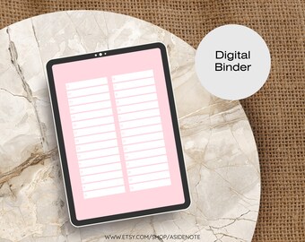 Pink Digital 30 Subject Binder | Notebook | Hyperlinked PDF | Blank Pages | Goodnotes | Notability | Modern | Minimalist