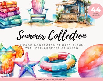 summer collection tropical beach goodnotes planner stickers | notability digital stickers | precropped | png