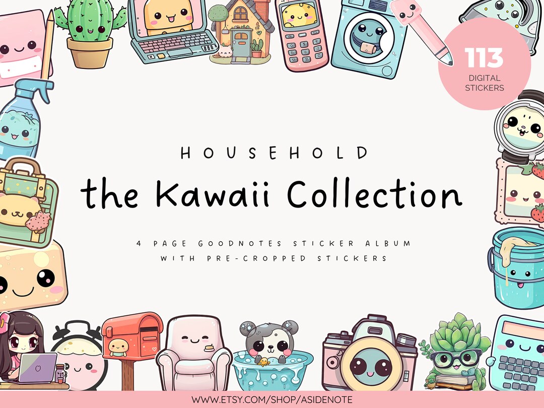 Kawaii Household Items Collection Digital Planner Stickers | Goodnotes ...