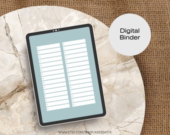 Teal Digital 30 Subject Binder | Notebook | Hyperlinked PDF | Blank Pages | Goodnotes | Notability | Modern | Minimalist