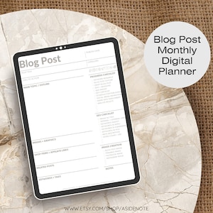 Month Blog Post Digital Planner | Hyperlinked PDF | Goodnotes | Notability | Modern | Minimalist | Social Media