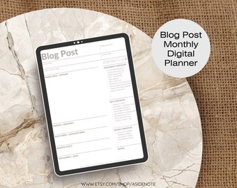 Month Blog Post Digital Planner | Hyperlinked PDF | Goodnotes | Notability | Modern | Minimalist | Social Media