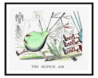 British Humor &quot;Scotch air&quot; Vintage Caricature Drawing Poster Cigars Room Kitchen Decor Art Prints Café Restaurant Pub Bathroom Wall Art