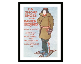 Vintage Snow Shoes Travel Poster by Edward Penfield