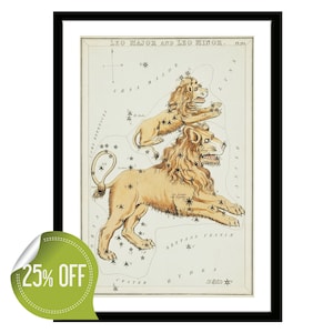 Lions Sternzeichen Vintage Poster Astronomische Karte Illustration Konstellationen Karte Zeichnungen Patent Print Geschenk Astrologie Fans Wand Kunst Home Decor