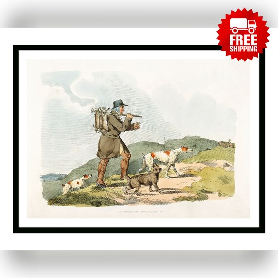 Vintage Poster Illustration of Hunter With Rabbits and Dogs From Sporting  Sketches. Retro British Empire 1800s Hunting Fishing Travel Print -   Canada