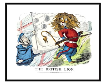 1800s British Lion Humor Vintage Caricature Drawing Poster Cigars Room Kitchen Decor Art Prints Café Restaurant Pub Bathroom Wall Art