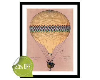 Heißluftballon Vintage Poster Steampunk Kunst Aeronautik Illustration Haus und Büro Wanddekoration