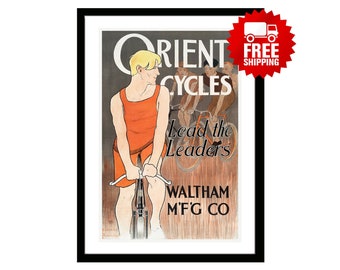 Vintage Advertisement Bicycles Shop Poster by Edward Penfield. Retro late 18th century drawing sport travel adventure art
