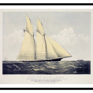 Zeilschip Jacht Cambria Vintage steampunk kunst illustratie patent print reisposter cadeau voor oceaanreizende fans Wall Art Office Decor