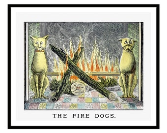 1800s &quot;Fire Dogs&quot; British Humor Vintage Caricature Drawing Poster Cigars Room Kitchen Decor Art Prints Café Restaurant Pub Bathroom Wall Art