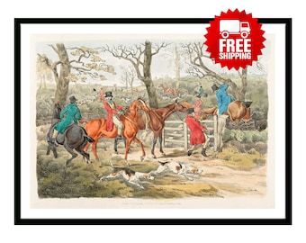 Vintage Poster Illustration of sports horse racing from Sporting Sketches Retro British Empire 1800's Hunting Fishing Travel Sport Print