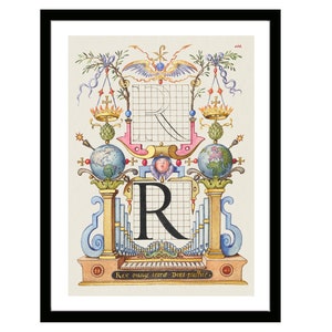 Kalligraphie Poster Druck Anleitung zum Konstruieren des Buchstaben R Home Dekoration Geschenk Museum Illustration