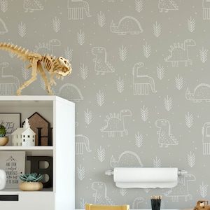 Dinosaurier Kinderzimmer Tapete, abnehmbarer Stick auf Tapete, vorgeklebt. Kinder Schlafzimmer Tapete, Kinder abnehmbare Tapete Dekor