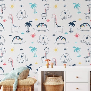 Safari Nursery Wallpaper, Jungle Nursery Wallpaper, Childrens Safari Nursery Wallpaper, Children's Removable Wallpaper, Nursery décor